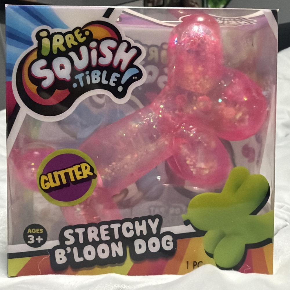 Glitter Balloon Dog Squishy, IrreSquishTible Stretchy Squeeze Toy Ja-Ru